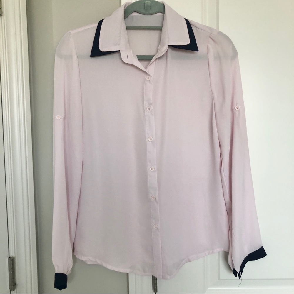 Blouse Top Pink and Navy